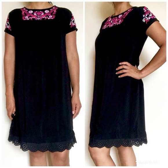 CATHERINE MALANDRINO (Sm) Comfy Black Summer Dress - Picture 1 of 8